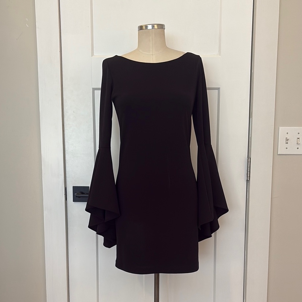 Jay Godfrey Black Bell Sleeve Mini Shift Dress